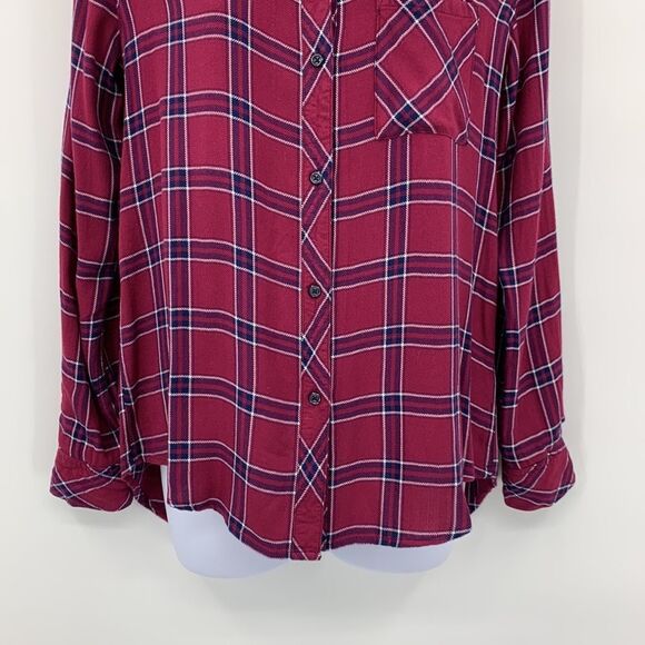 Rails Hunter Merlot Navy White Button Up Plaid Shirt Sz XS - Picture 3 of 8